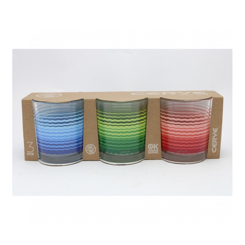 Cerve Set 3 bicchieri in vetro Colorati da 220 cc Bicchiere Cerve p...