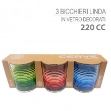 Set 3 bicchieri in vetro Colorati da 220 cc Bicchiere Cerve per Acqua Vino Bar