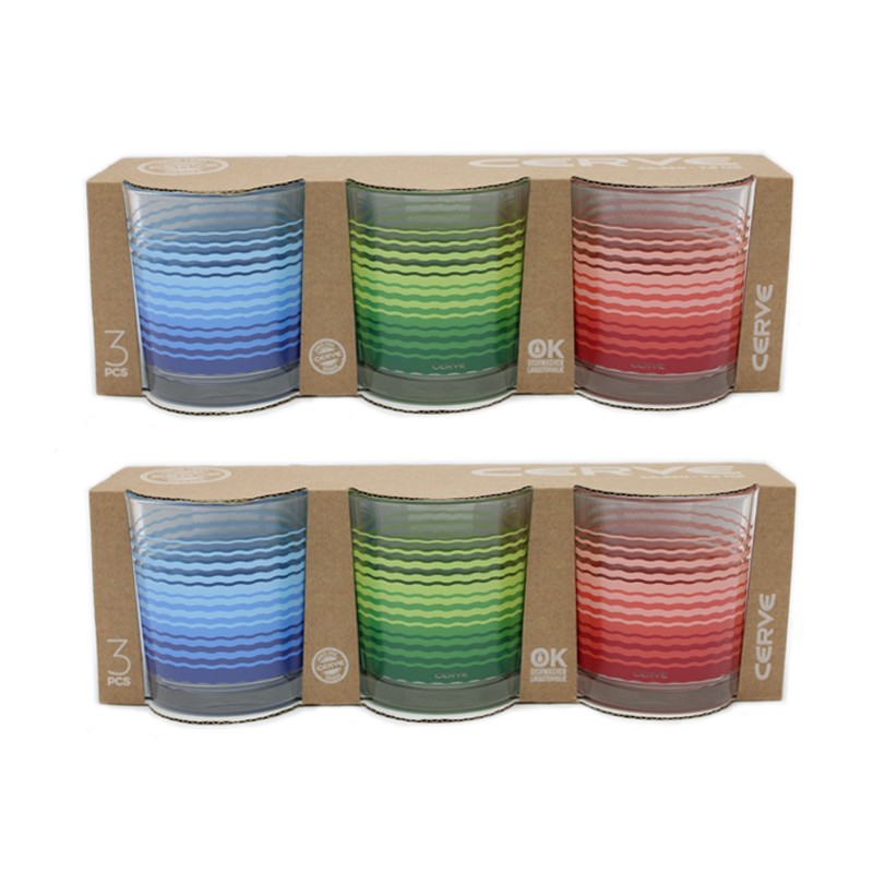 Set 6 bicchieri in vetro Colorati da 220 cc Bicchiere Cerve per Acqua Vino Bar