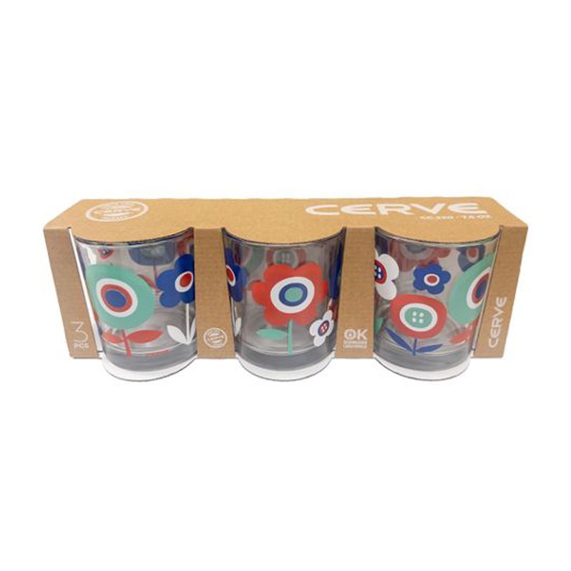 Set 3 bicchieri colorati in vetro 220 cc Cerve per Acqua Vino bibita Bar casa