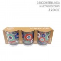 Set 3 bicchieri colorati in vetro 220 cc Cerve per Acqua Vino bibita Bar casa