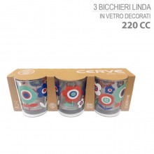 Set 3 bicchieri colorati in vetro 220 cc Cerve per Acqua Vino bibita Bar casa