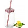 Cerve 4x Bicchiere Barattolo Tappo con Foro e Cannuccia 450 ml per ...