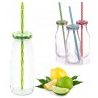 4x Bicchiere Barattolo Tappo con Foro e Cannuccia 450 ml per Bibite...