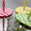4x Bicchiere Barattolo Tappo con Foro e Cannuccia 450 ml  per Bibite Cocktail