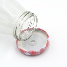 4x Bicchiere Barattolo Tappo con Foro e Cannuccia 450 ml  per Bibite Cocktail