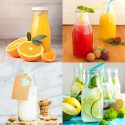 4x Bicchiere Barattolo Tappo con Foro e Cannuccia 450 ml  per Bibite Cocktail