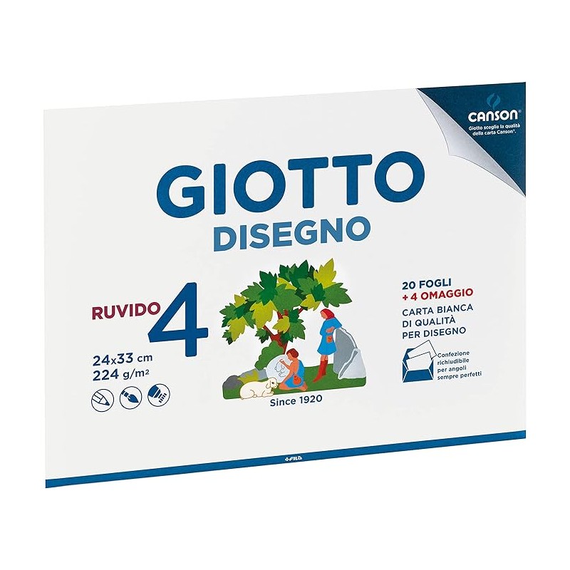 Album da disegno Giotto Disegno 4 224 g - 24x33 cm ruvido 24 fogli 583400