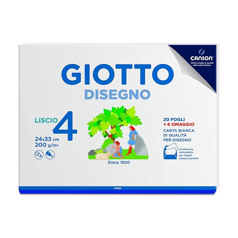 Album da disegno Giotto Disegno 4 200 g - 24x33 cm liscio 24 fogli 583500
