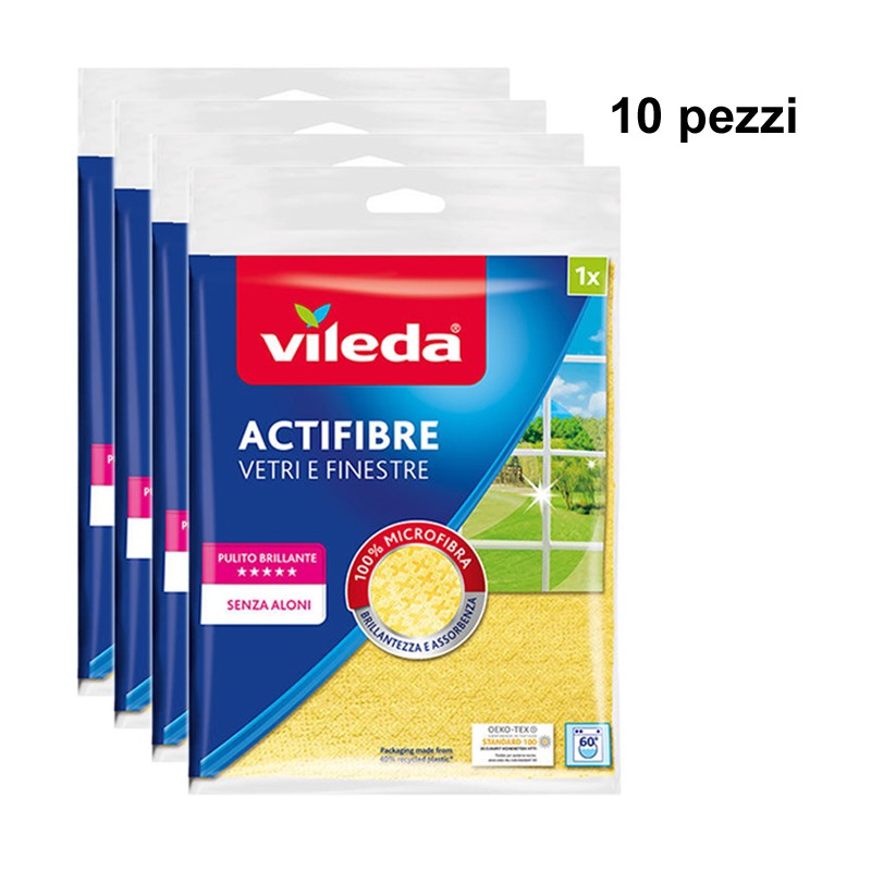 10 pezzi Vileda ACTIFIBRE Vetri e Finestre Panno in microfibra giallo 32x36 cm