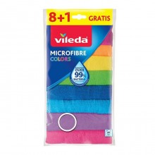Vileda Microfibra Colors 9 Panni Lavabili in Lavatrice Riutilizzabili 30x30 cm