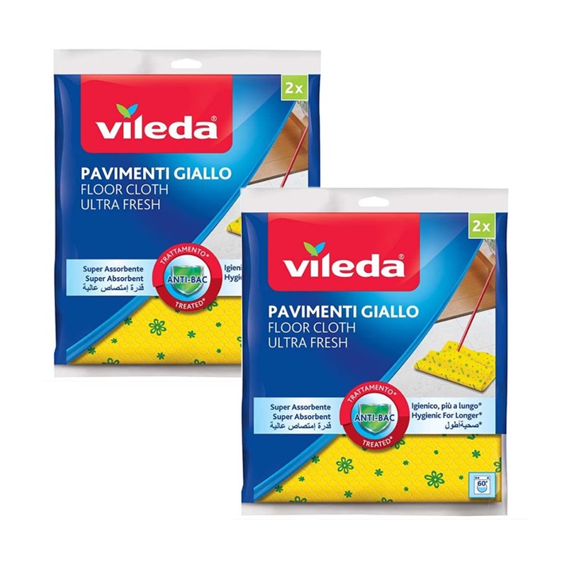 Panno giallo per pulizia pavimenti 4 pezzi 30% Microfibra Vileda 59 x 50 cm