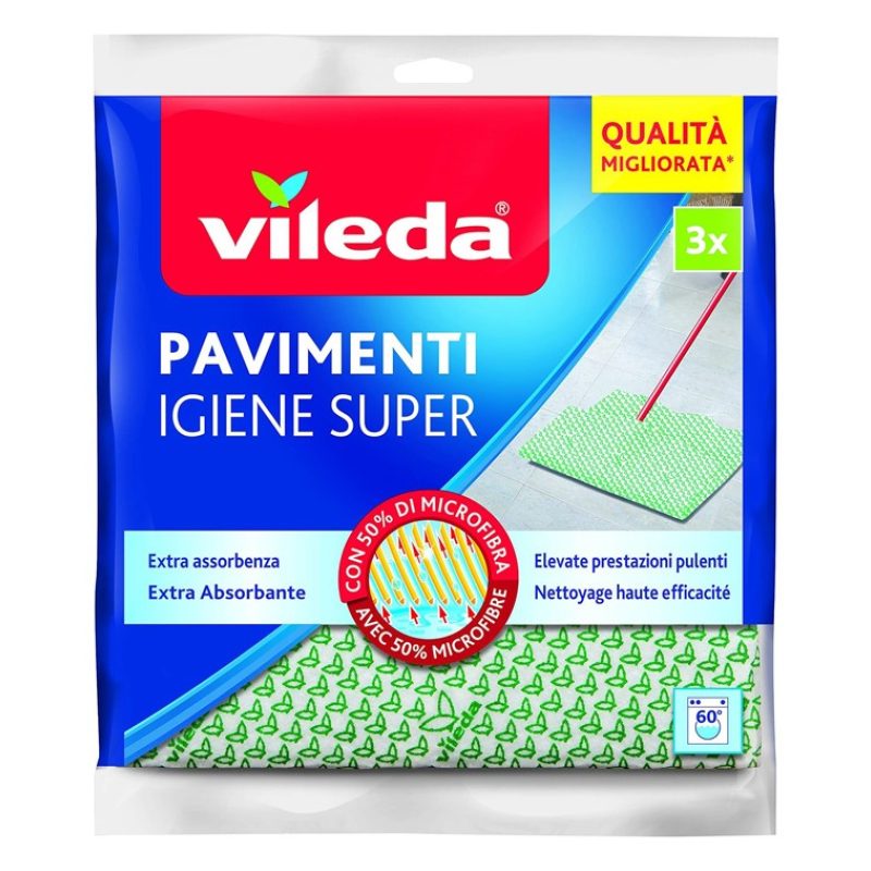 Vileda VILEDA Panno pavimenti Igiene super 9 panni da CM.50X45 riut...