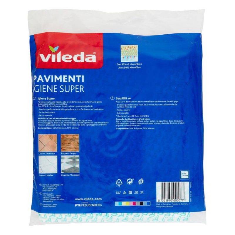 Vileda VILEDA Panno pavimenti Igiene super 9 panni da CM.50X45 riut...