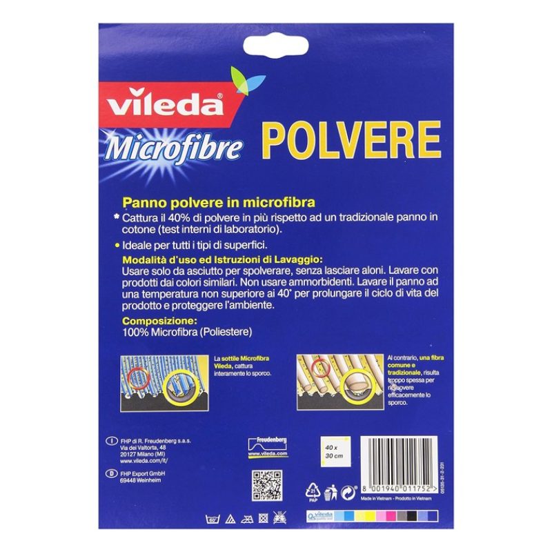 Vileda 6pz VILEDA Panno microfibre cattura polvere 40 x 30 cm micro...