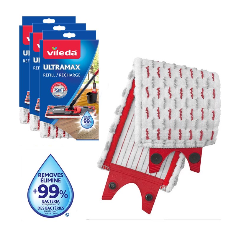 Vileda revolution 2in1 panno ricambio mocio in microfibra 3 PEZZI Nuovo