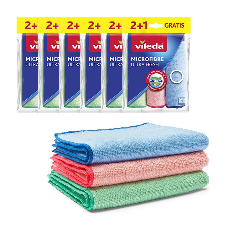 Vileda panno in microfibra Ultra Fresh multiuso 2+1 - 6 Confezioni lavabile