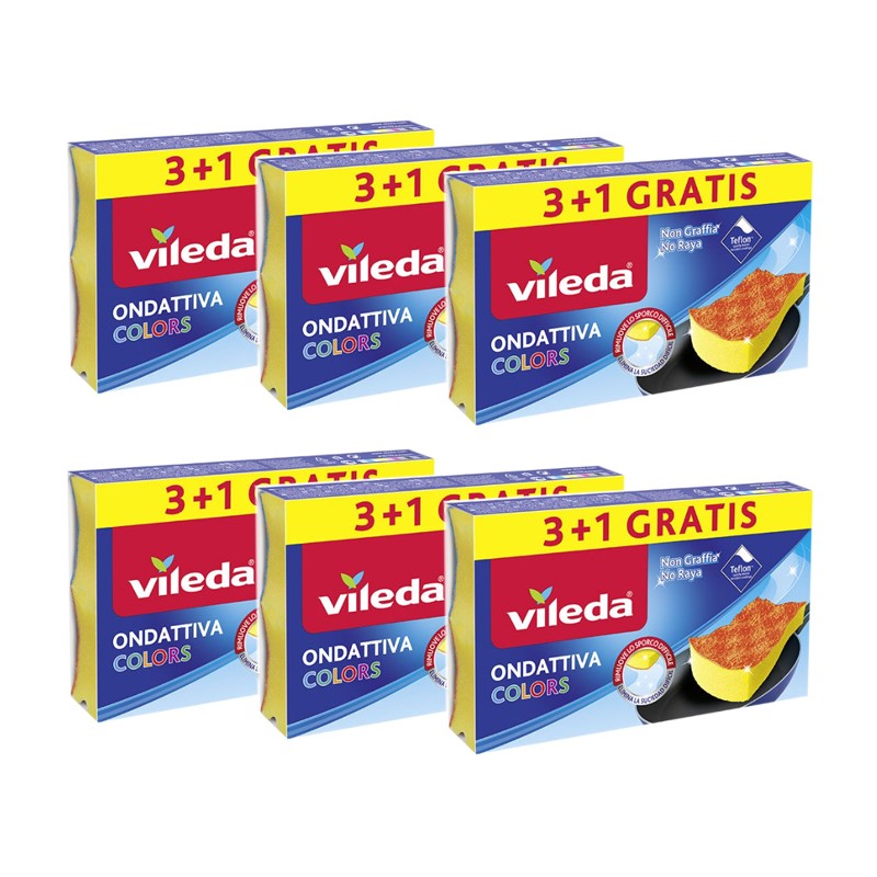 24 Spugna Vileda Ondattiva Colors da cucina antigraffio colorate 13x22x2,6 cm