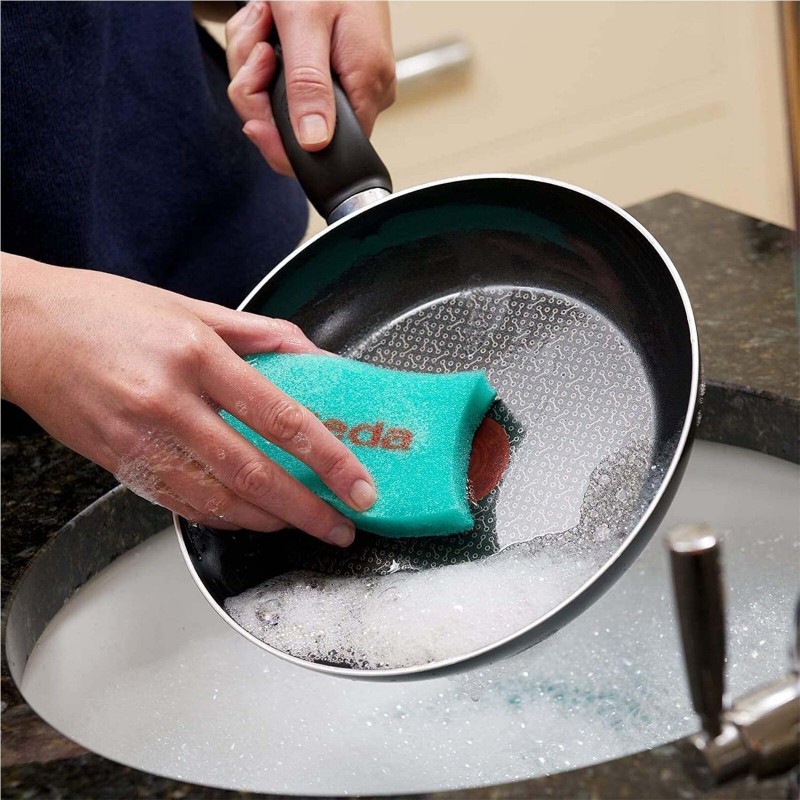 Vileda 18 Spugna Vileda Ondattiva Milleusi da cucina antigraffio bi...