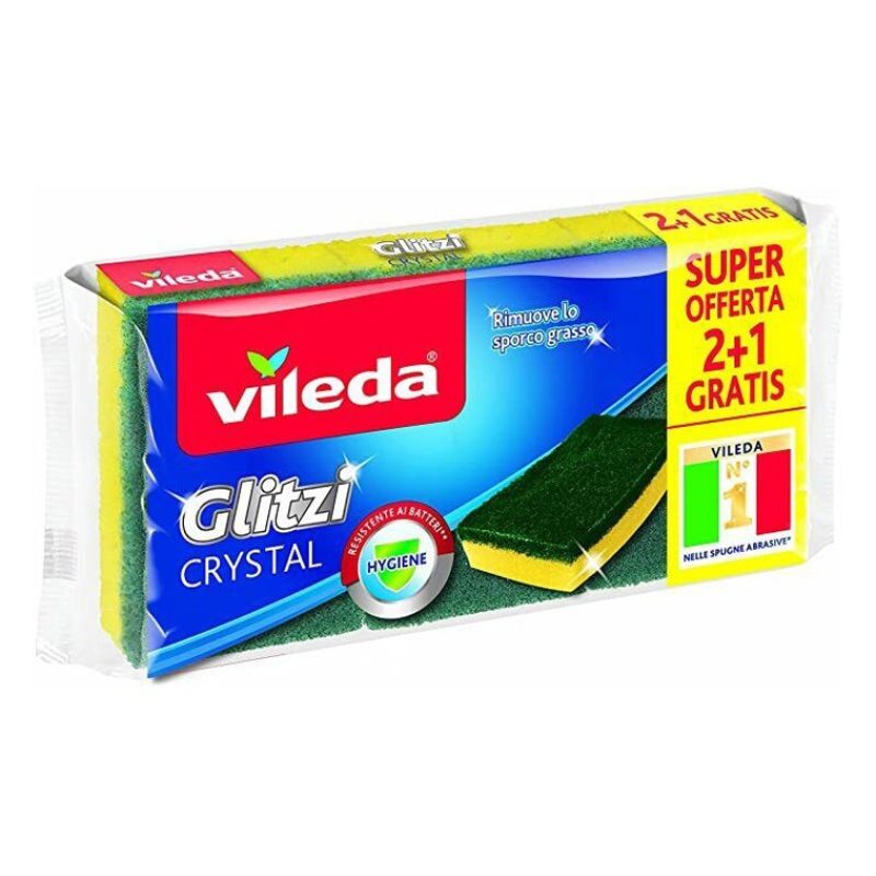 Vileda 18 Spugna Vileda Glitzi Crystal fibra abrasiva da cucina pia...