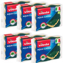 12 Spugna Vileda Aqua Classic biodegradibille fibra abrasiva pulizia Cucina
