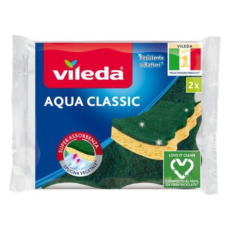 Vileda 12 Spugna Vileda Aqua Classic biodegradibille fibra abrasiva...