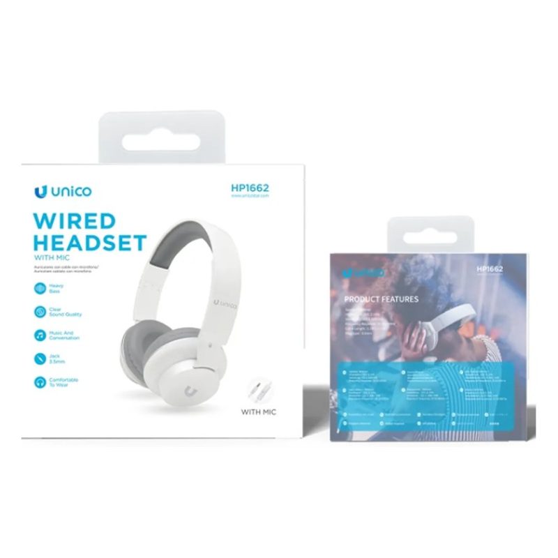 Unico Cuffie Sovraurali con microfono bianche Bass Sound cablate ja...
