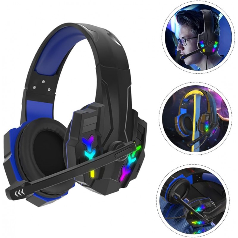 Cuffie gaming con filo LED RGB microfono omnidirezionale console computer GM303