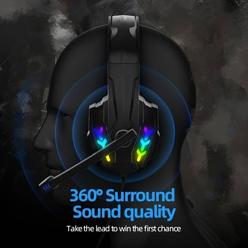 Hongu Cuffie gaming con filo LED RGB microfono omnidirezionale cons...