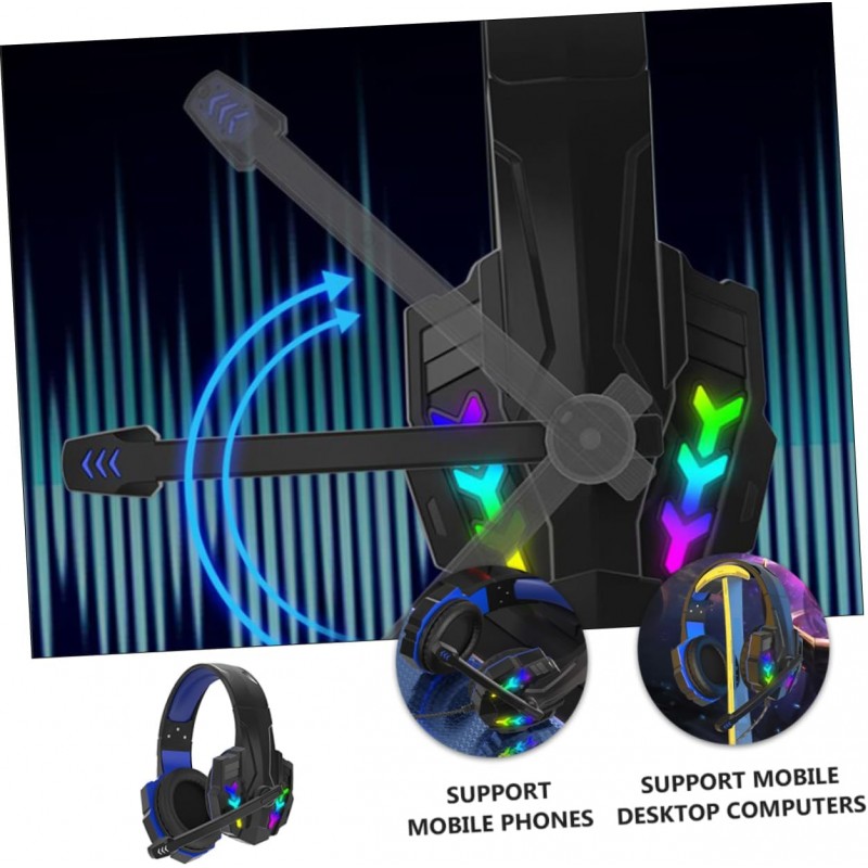 Hongu Cuffie gaming con filo LED RGB microfono omnidirezionale cons...
