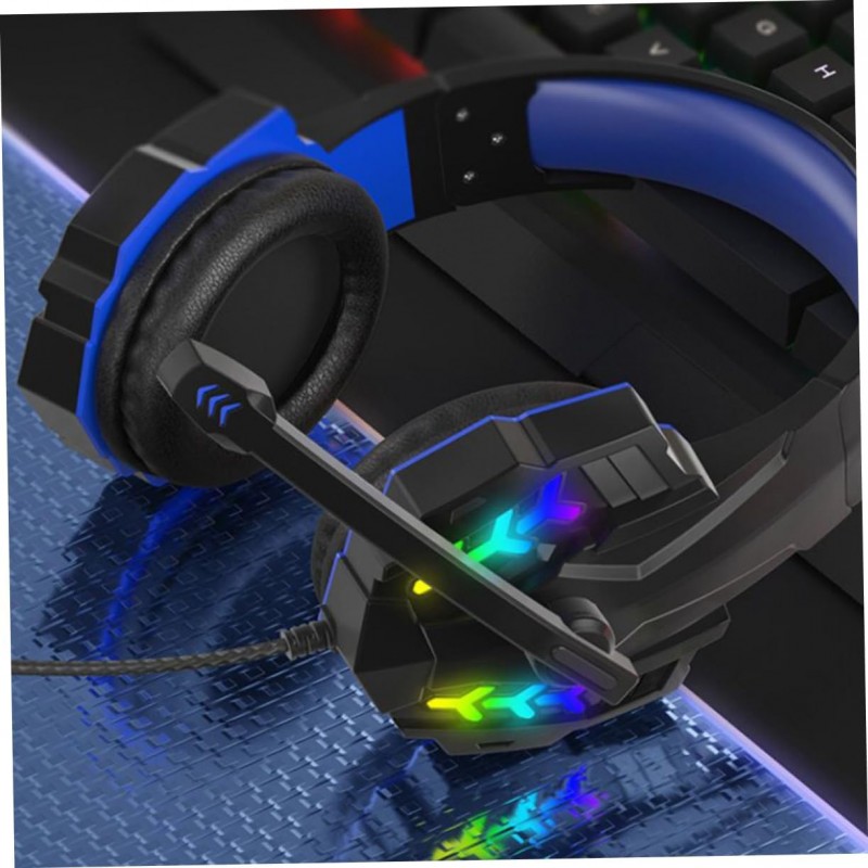 Hongu Cuffie gaming con filo LED RGB microfono omnidirezionale cons...