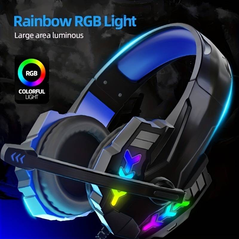 Hongu Cuffie gaming con filo LED RGB microfono omnidirezionale cons...