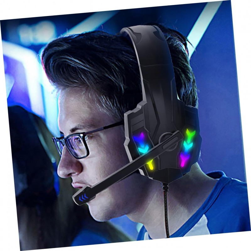 Hongu Cuffie gaming con filo LED RGB microfono omnidirezionale cons...
