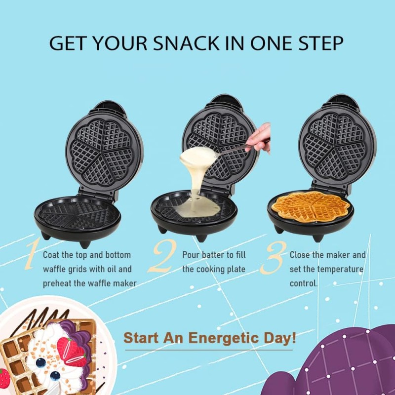 Eat Good Piastra per waffle cialde dolci antiaderente elettrica 700...