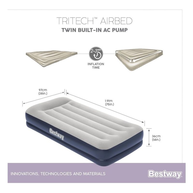 Bestway Materasso Gonfiabile 191x97x36 cm letto con pompa elettrica...