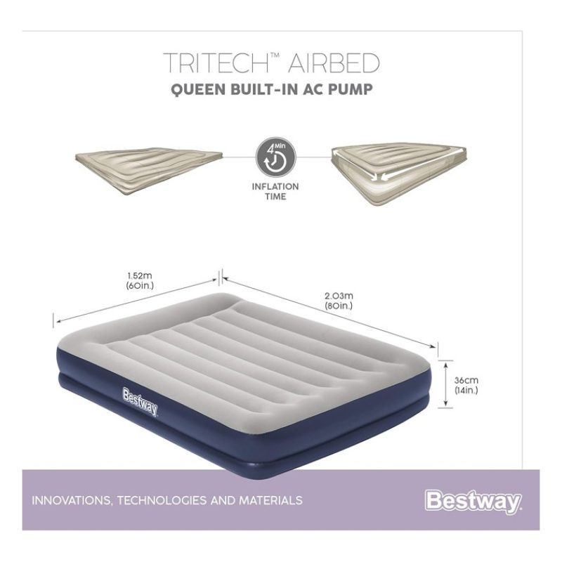 Bestway Materasso Gonfiabile 203x151x36 Cm letto con pompa elettric...