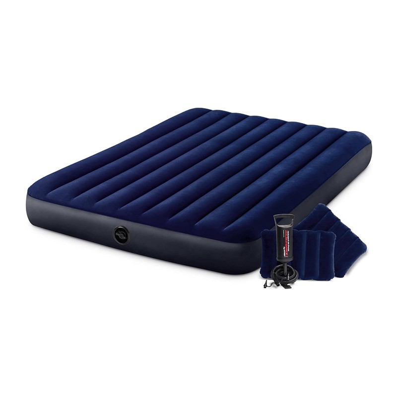 Intex 64765 Materasso Classic Matrimoniale Gonfiabile 152x203x25cm Pompa Cuscini