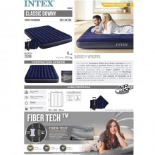 Intex 64765 Materasso Classic Matrimoniale Gonfiabile 152x203x25cm Pompa Cuscini
