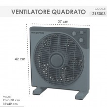 Ventilatore Portatile Quadrato Rinfrescante da Pavimento Tavolo 5 Pale 45W