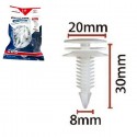 240 pezzi Rivetto Clip in plastica Rivetti di Fissaggio bianco auto 20x30x8 mm
