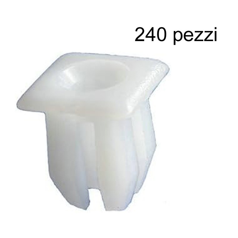 240 PZ Rivetti Clip di Fissaggio multiuso per auto in plastica bianco 9,2x9,3mm