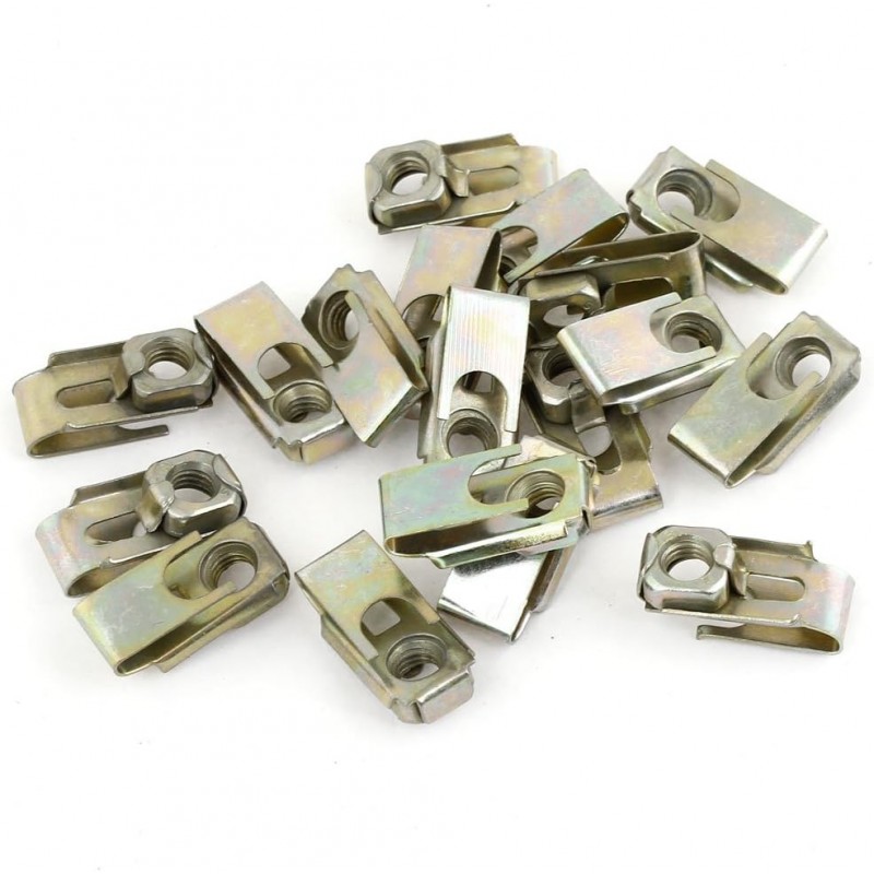 120 Dado Zincato a Molla Clip di fissaggio per Auto Moto in metallo 25x11,5mm