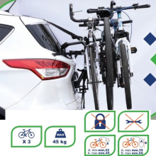 Portabici Posteriore Universale fino a 3 Bici In Acciaio cinghie e tiranti Nero