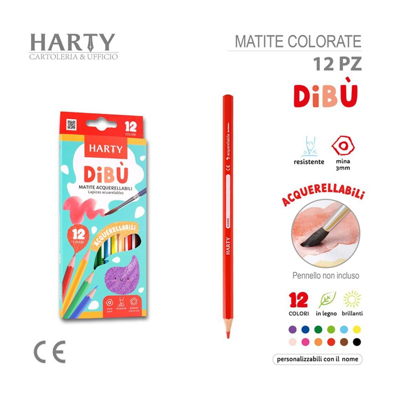 Harty Matite colorate Acquerellabili formato da 12/24 Colori misti ...