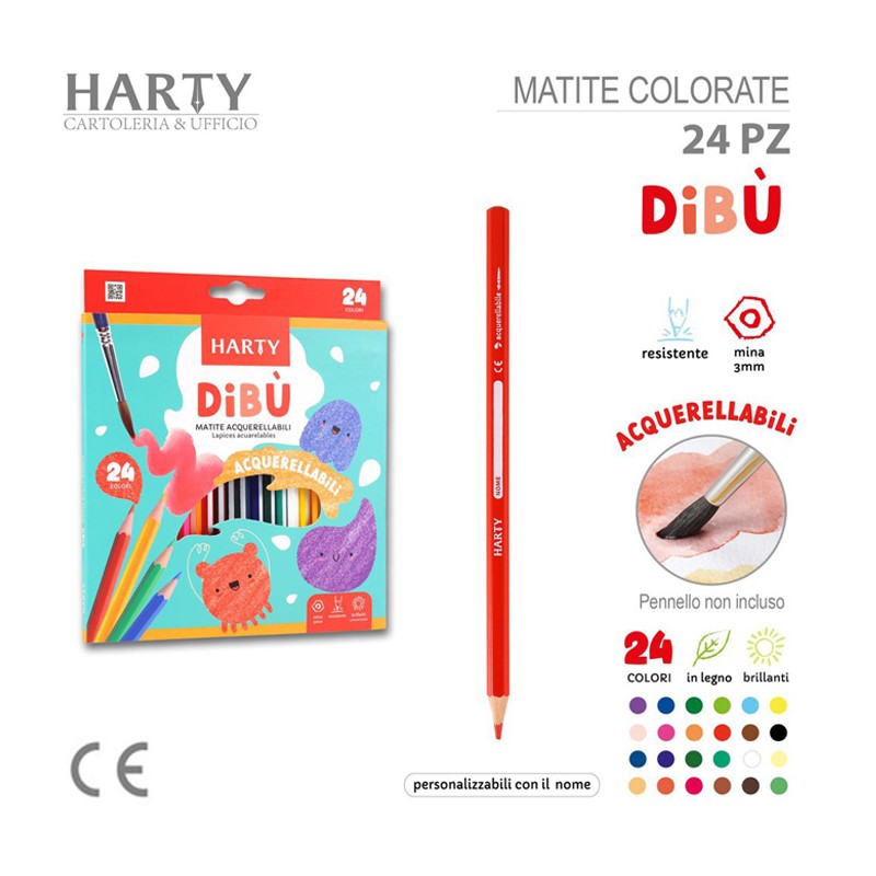 Harty Matite colorate Acquerellabili formato da 12/24 Colori misti ...