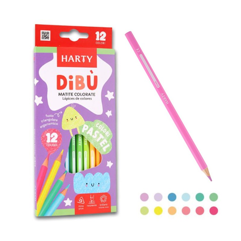 Matite colorate colori pastello formato da 12/24 assortiti disegno bambini