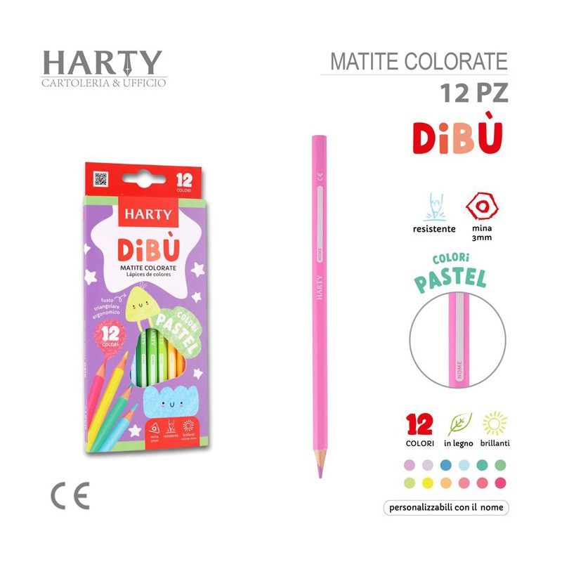 Harty Matite colorate colori pastello formato da 12/24 assortiti di...