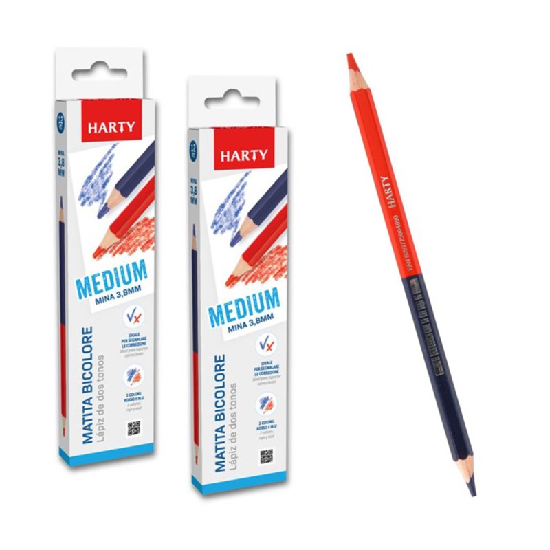 Matita bicolore Rosso Blu colorata 2 colori Media 24 PZ scuola ufficio  3,8 mm