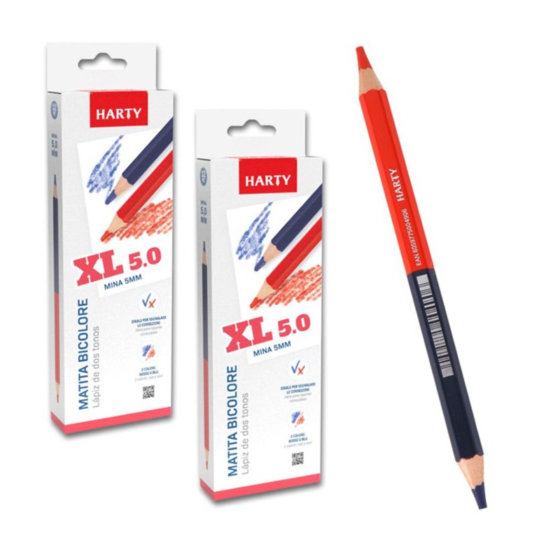 Matita bicolore Rosso Blu colorata 2 colori Maxi 24 PZ scuola ufficio mina 5 mm