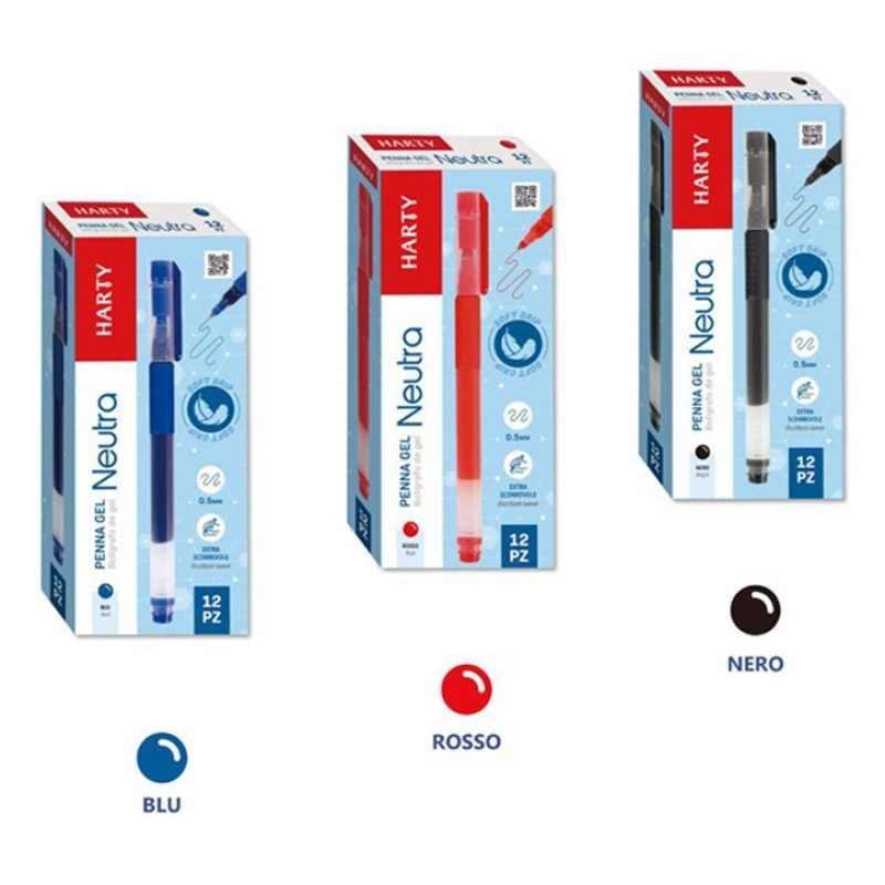 Harty 12 Penne a sfera Gel Penna a Inchiostro Sfera 0.5 mm fine ros...